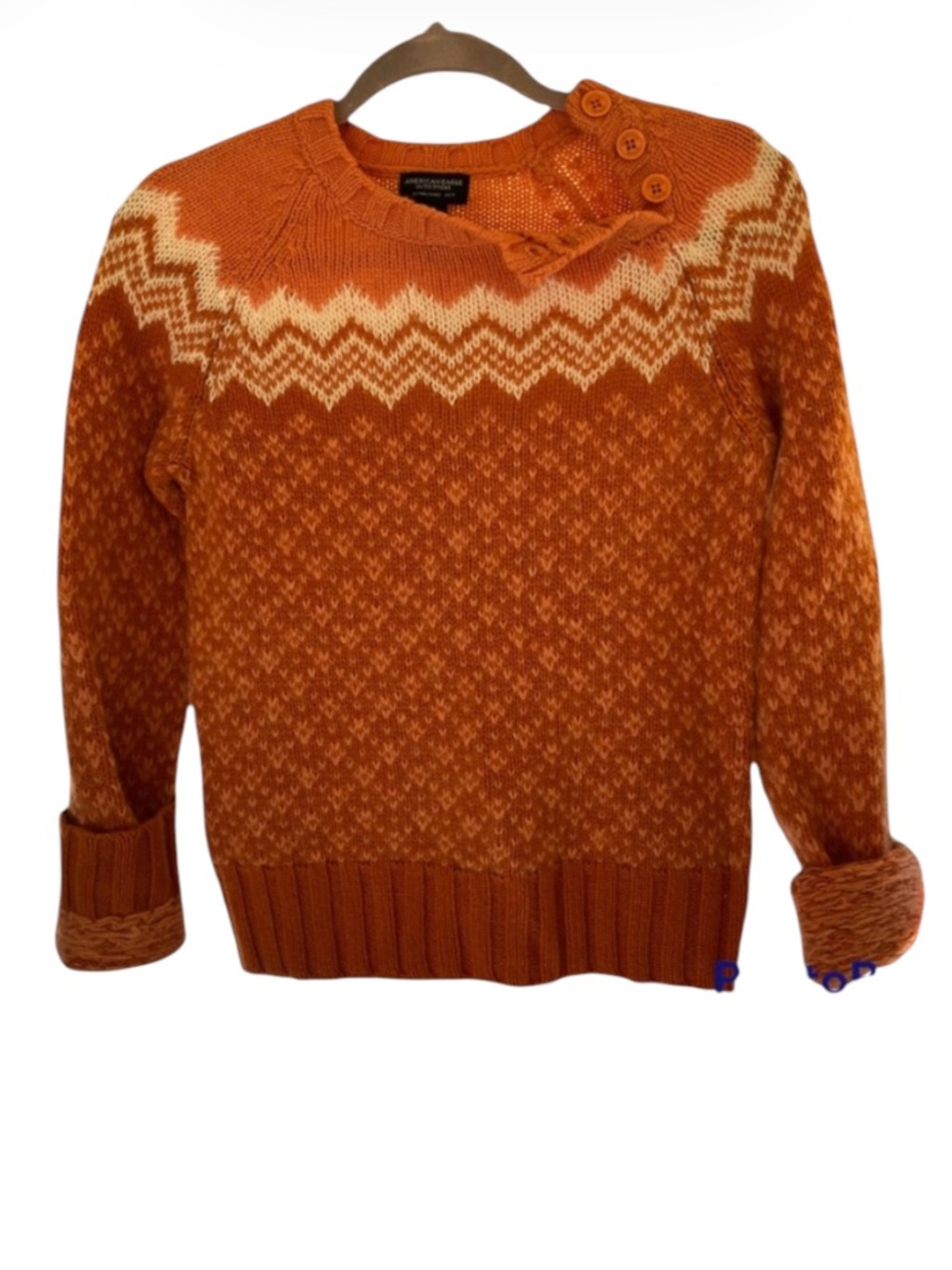 American Eagle Outfitters VTG FAIR ISLE Orange Pumpkin Sweater ⭐️⭐️⭐️⭐️⭐️